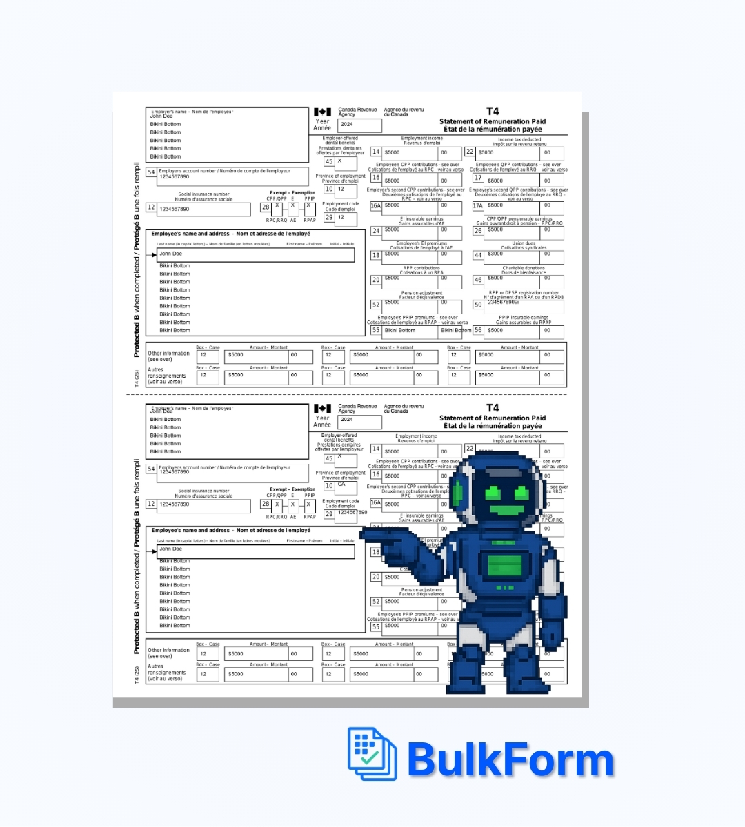 Official T4 Form Template